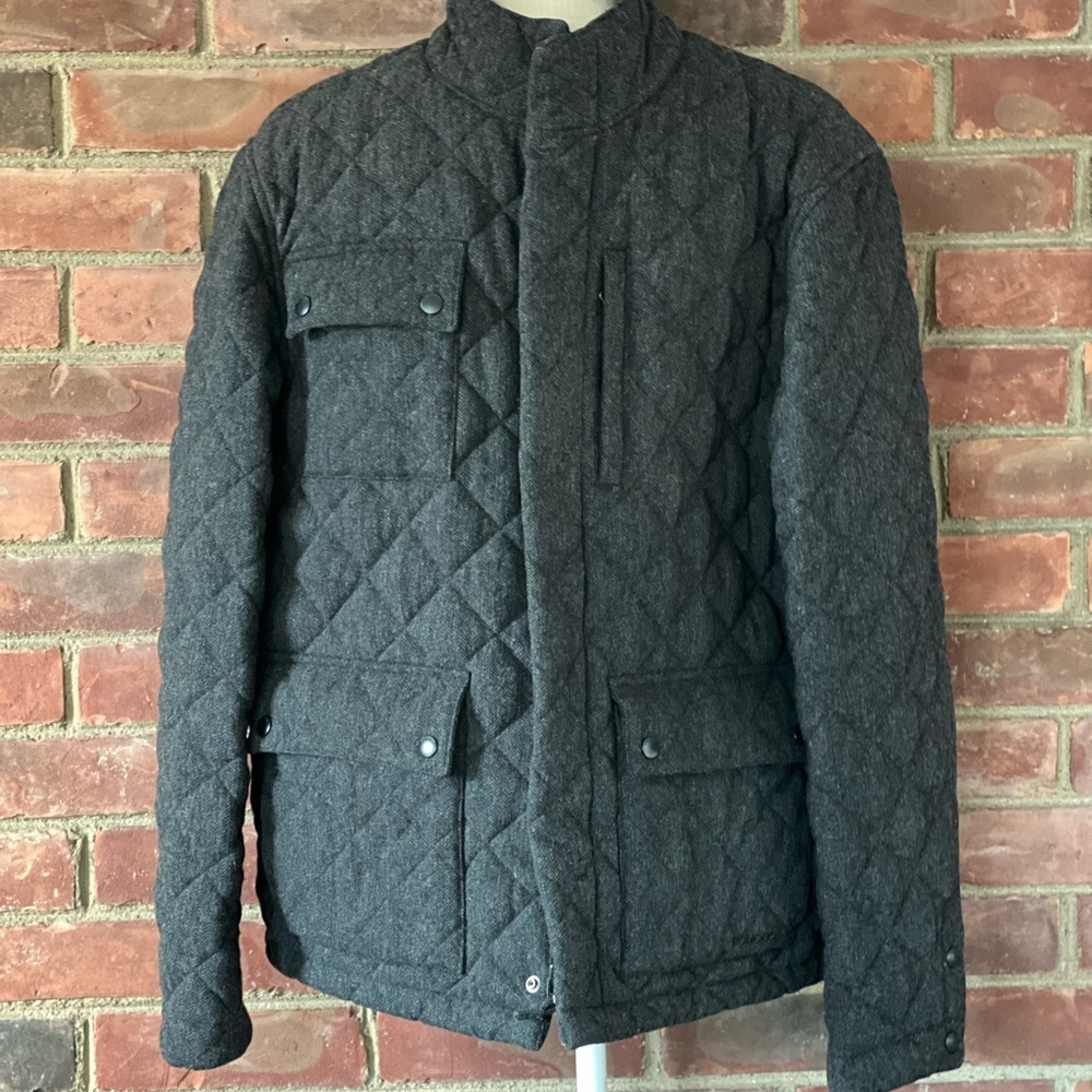 Bonobos Quilted Bomber Jacket in Heather Gray Herringbone